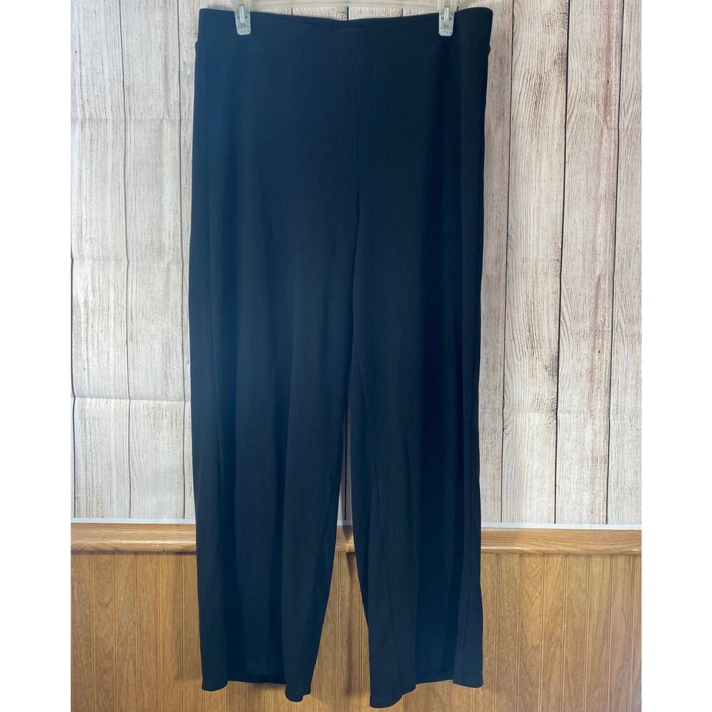 Forever 21  Womens Black Ribbed Knit Wide Leg Pants Size 3X Plus